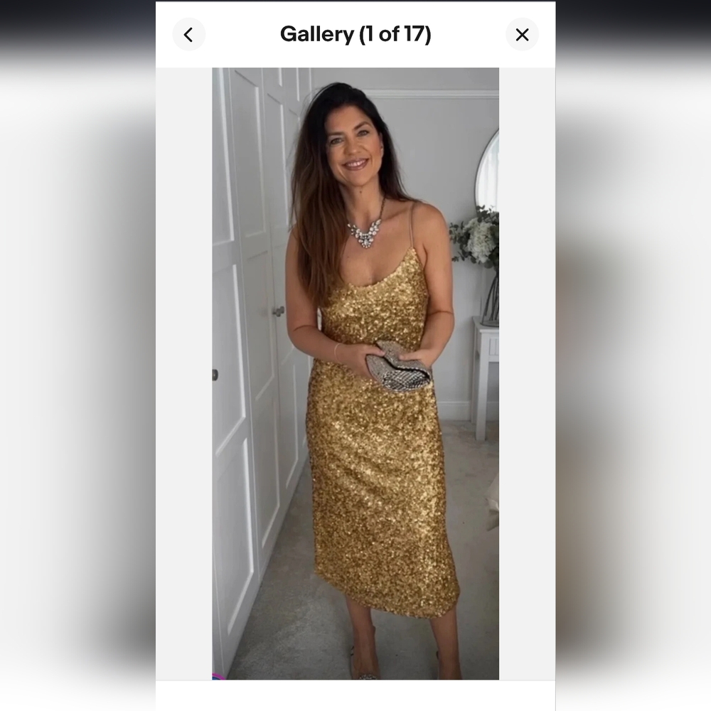 NWOT Zara Shimmering Gold Sequin Dress, Size S, Originally $119